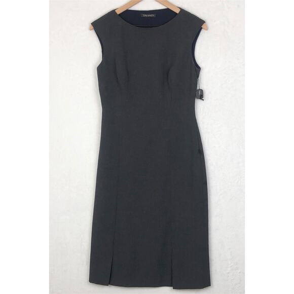 NWT TAHARI Midi Sheath Dress Sz 6 Gray Sleeveless Lined Side‎ Zip Business USA - Picture 1 of 14